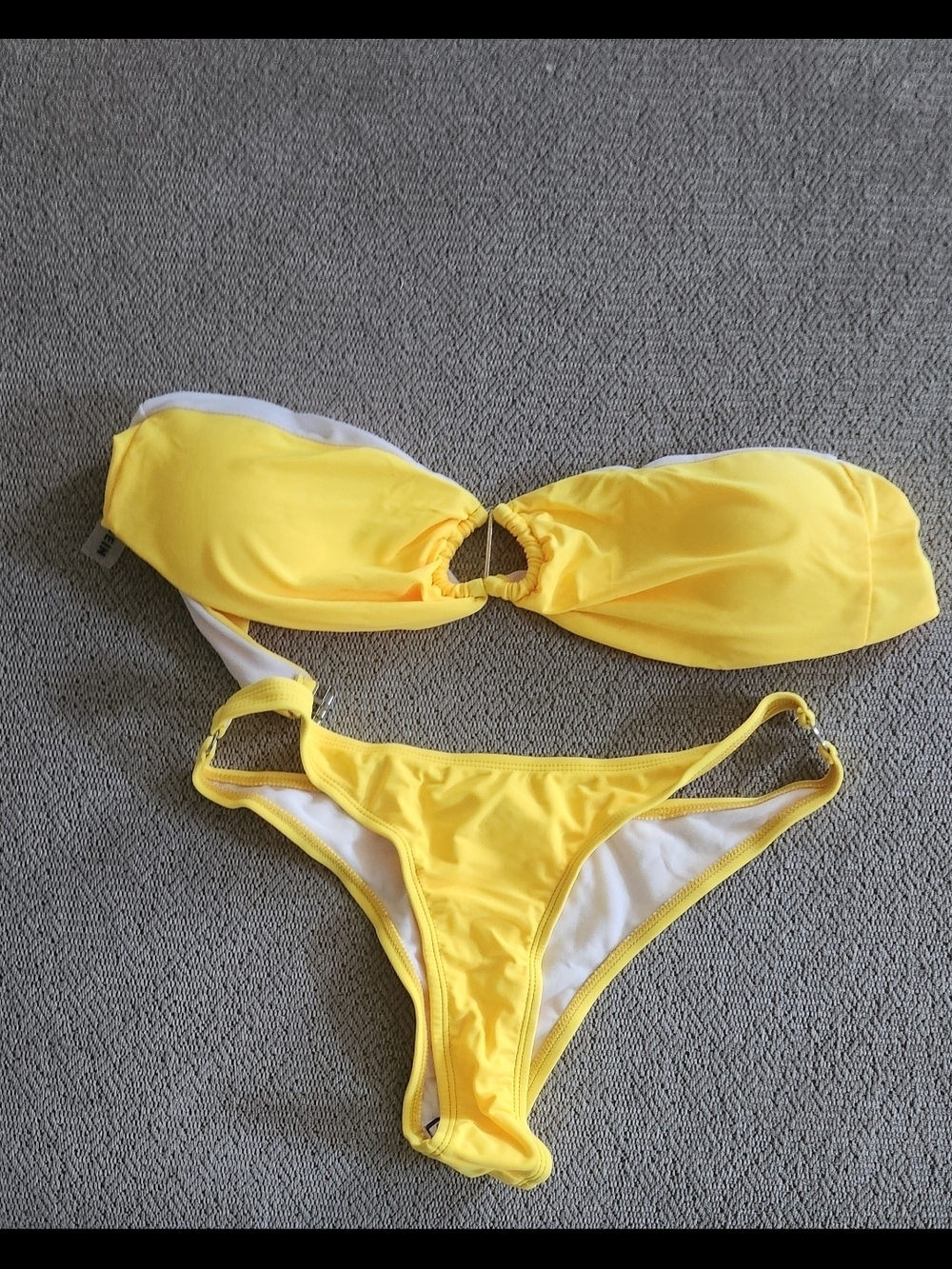 SHEIN Yellow Bandeau Ring Bikini Set